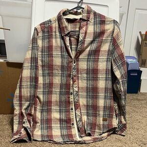 Outpost Flannel Plaid Button-Up Shirt - Red and Cream